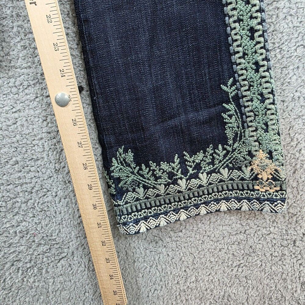 Laurie Felt Classic Boot Cut Classic Denim Floral Embroidered Jeans Size 0 - Picture 15 of 16